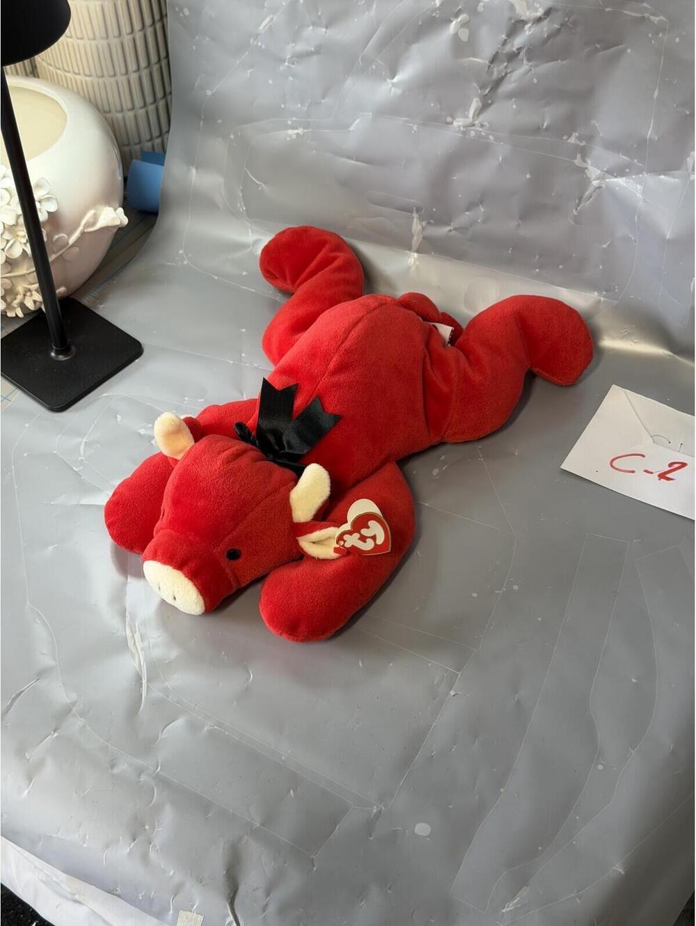 Ty Beanie Baby Red Plush Toy New‎ With Tags Black Bow